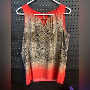 Women's Sleeveless Snake Print Top - Red and Brown